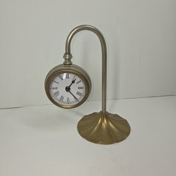 Vintage Antique Brass Desk Clock Table Detective Clocks Brass Deco MCM Gold - Picture 4 of 8